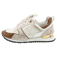 Louis Vuitton White/Brown Patent Leather, Suede, Mesh Monogram Sneakers Size 39