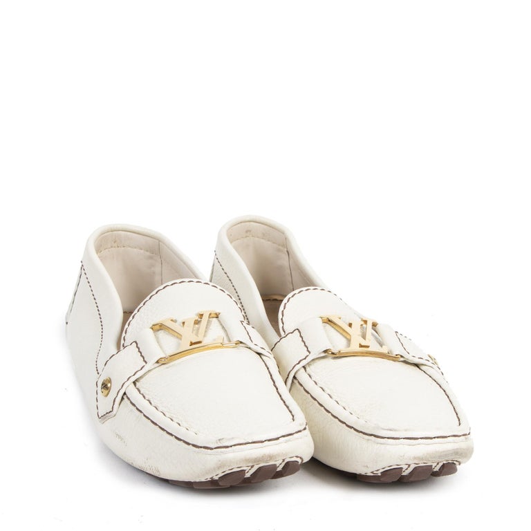 Louis Vuitton White Calf Leather Monte Carlo Driving Loafers