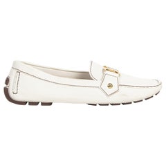 Louis Vuitton White Calf Leather Monte Carlo Driving Loafers - size 40 