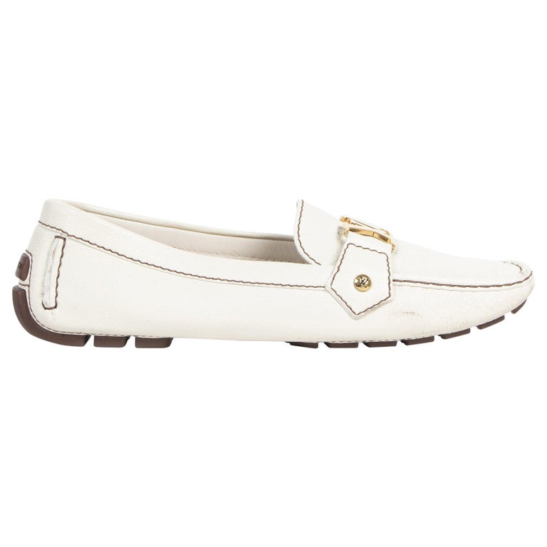 Louis Vuitton White Calf Leather Monte Carlo Driving Loafers - size 40 ...