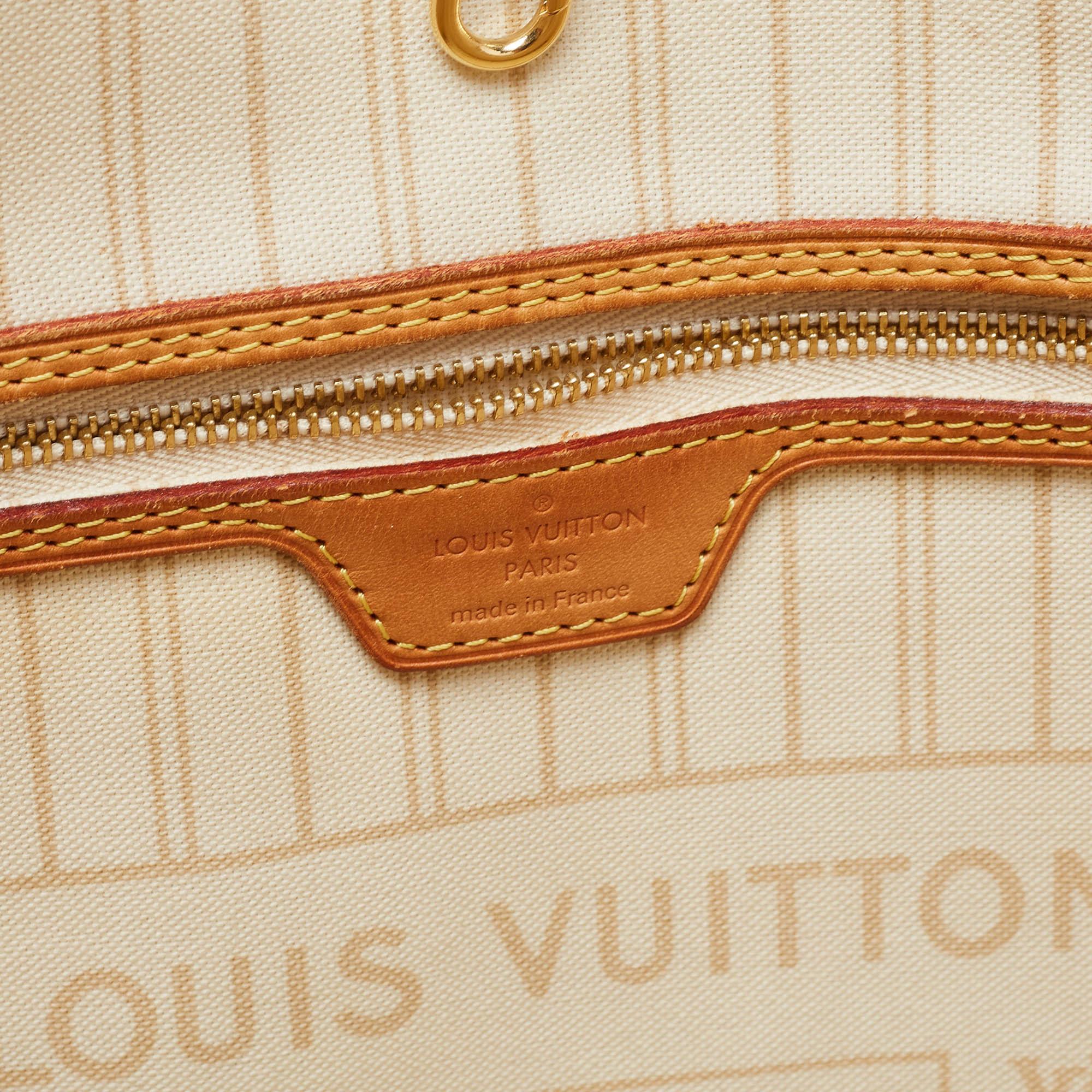 Louis Vuitton White Canvas Damier Azur Neverfull MM Tote Bag 14