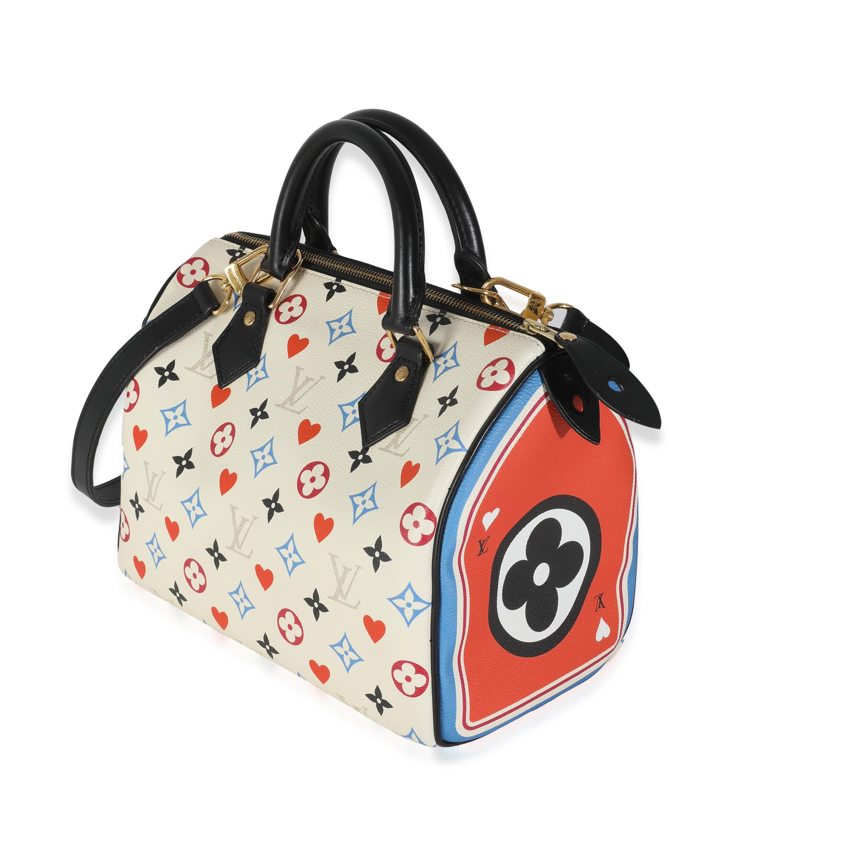 Women's or Men's Louis Vuitton White Canvas Game On Speedy Bandouliere 25 For Sale