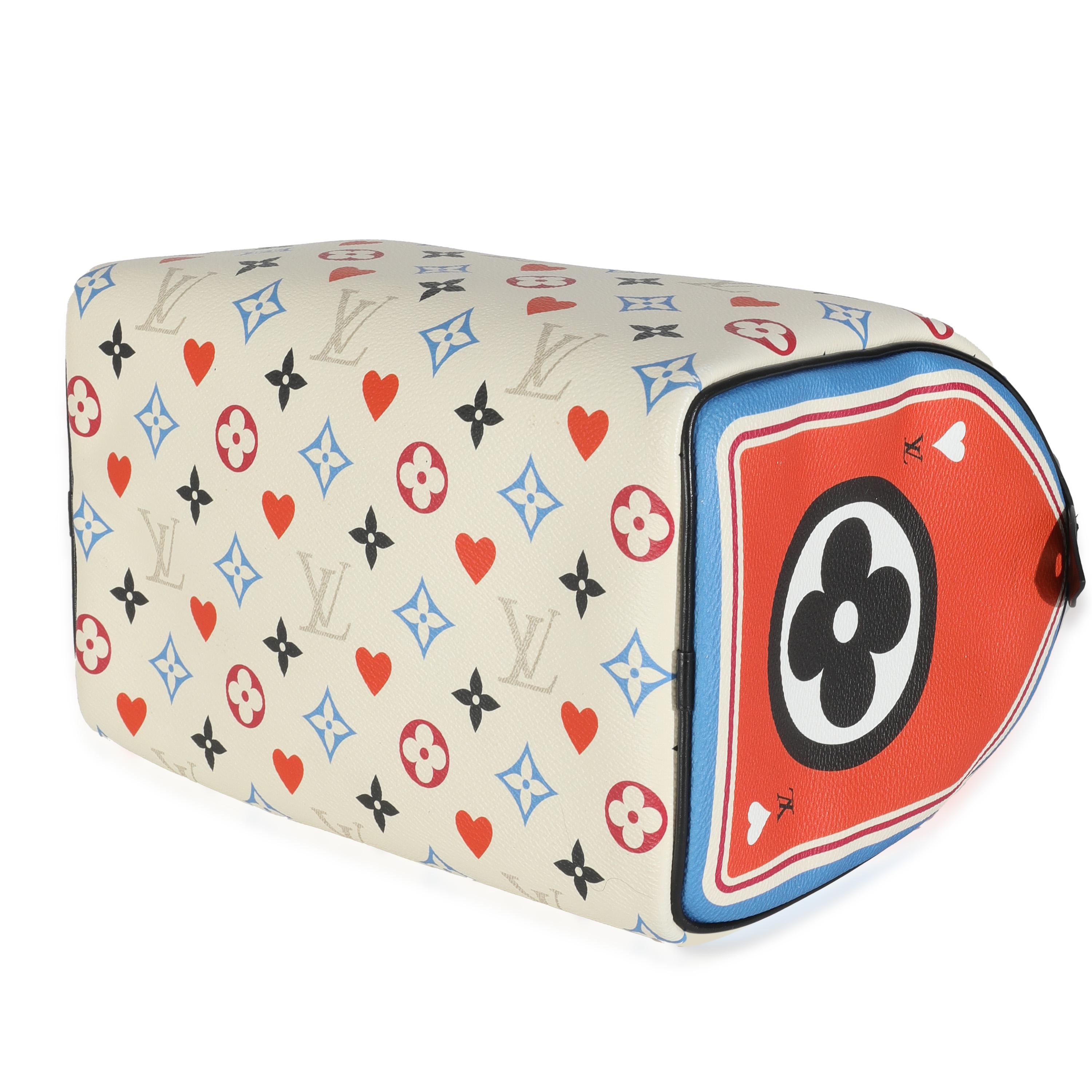 Louis Vuitton White Canvas Game On Speedy Bandouliere 25 For Sale 1