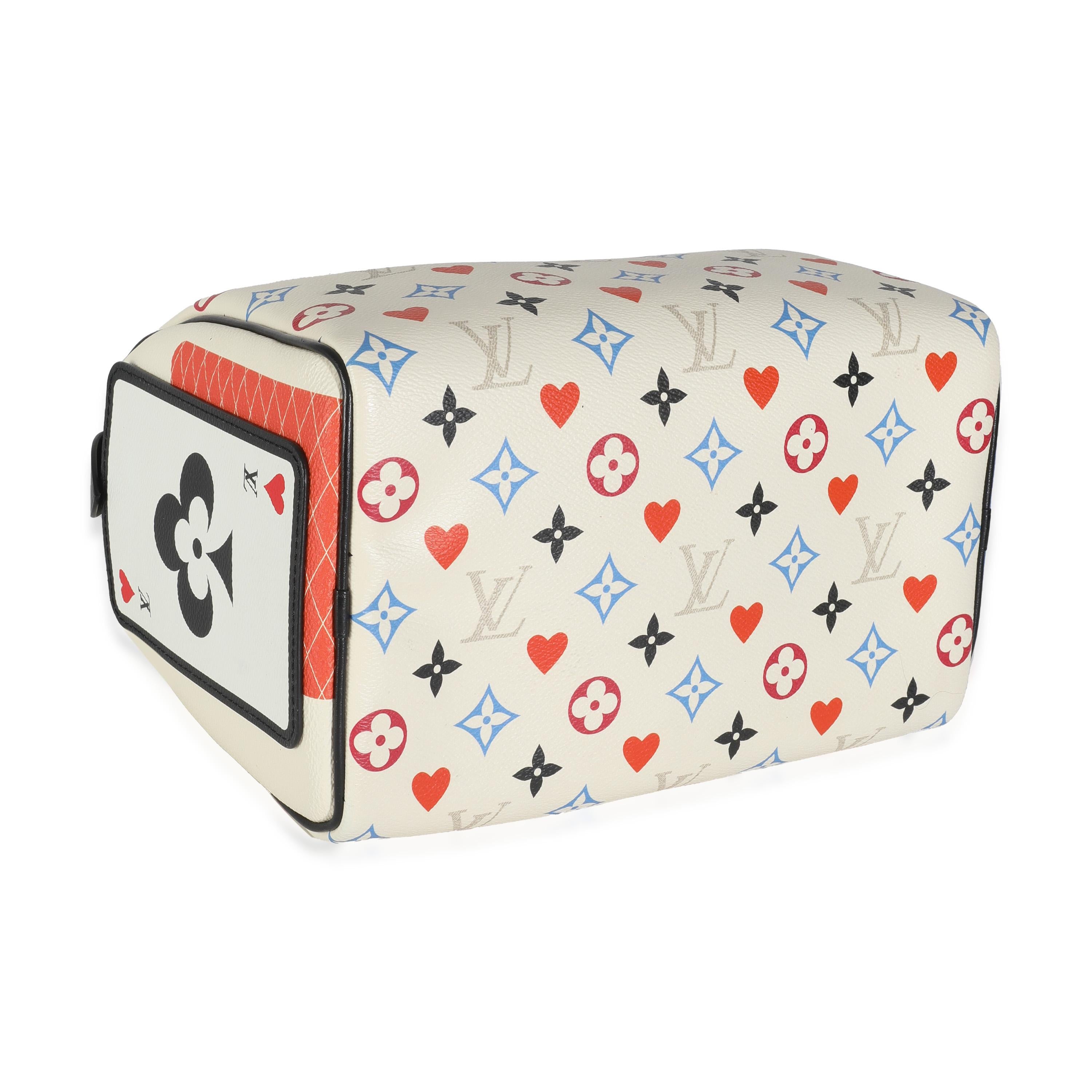 Louis Vuitton White Canvas Game On Speedy Bandouliere 25 For Sale 3