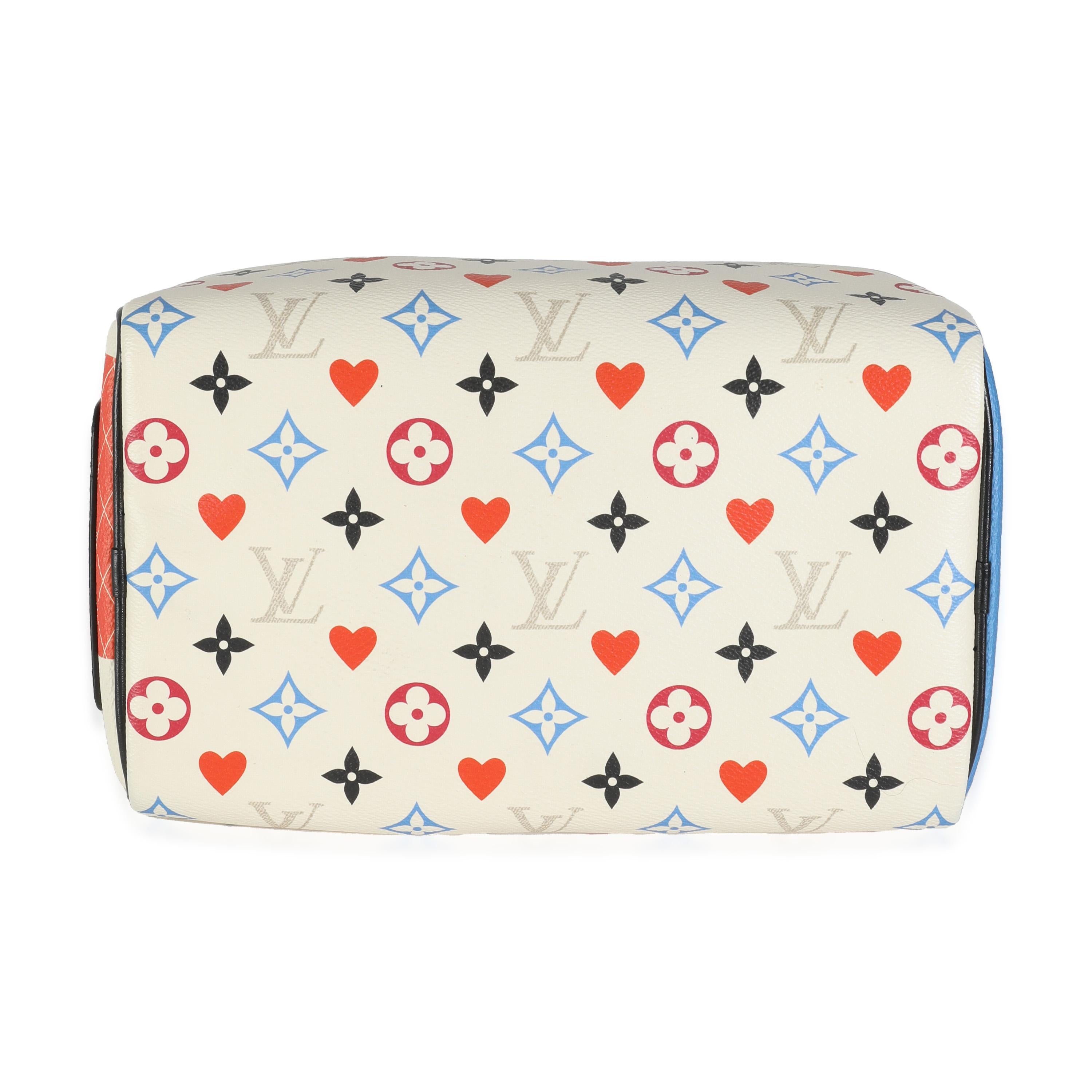 Louis Vuitton White Canvas Game On Speedy Bandouliere 25 For Sale 4