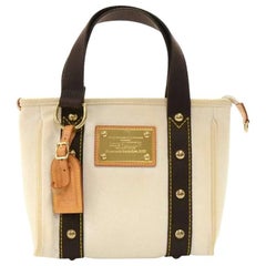 Louis Vuitton White Canvas Inventeur Antigua Cabas PM Tote Hand Bag