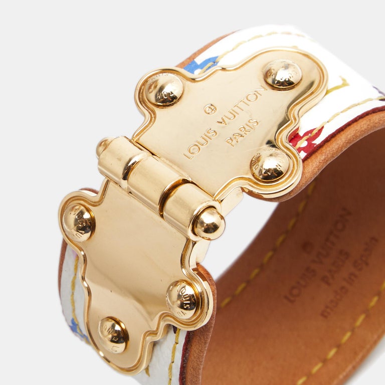 Louis Vuitton White Canvas Multicolor Monogram Gold Tone Metal Bracelet at  1stDibs  louis vuitton gold leather bracelet, louis vuitton metal bracelet,  lv multicolor bracelet