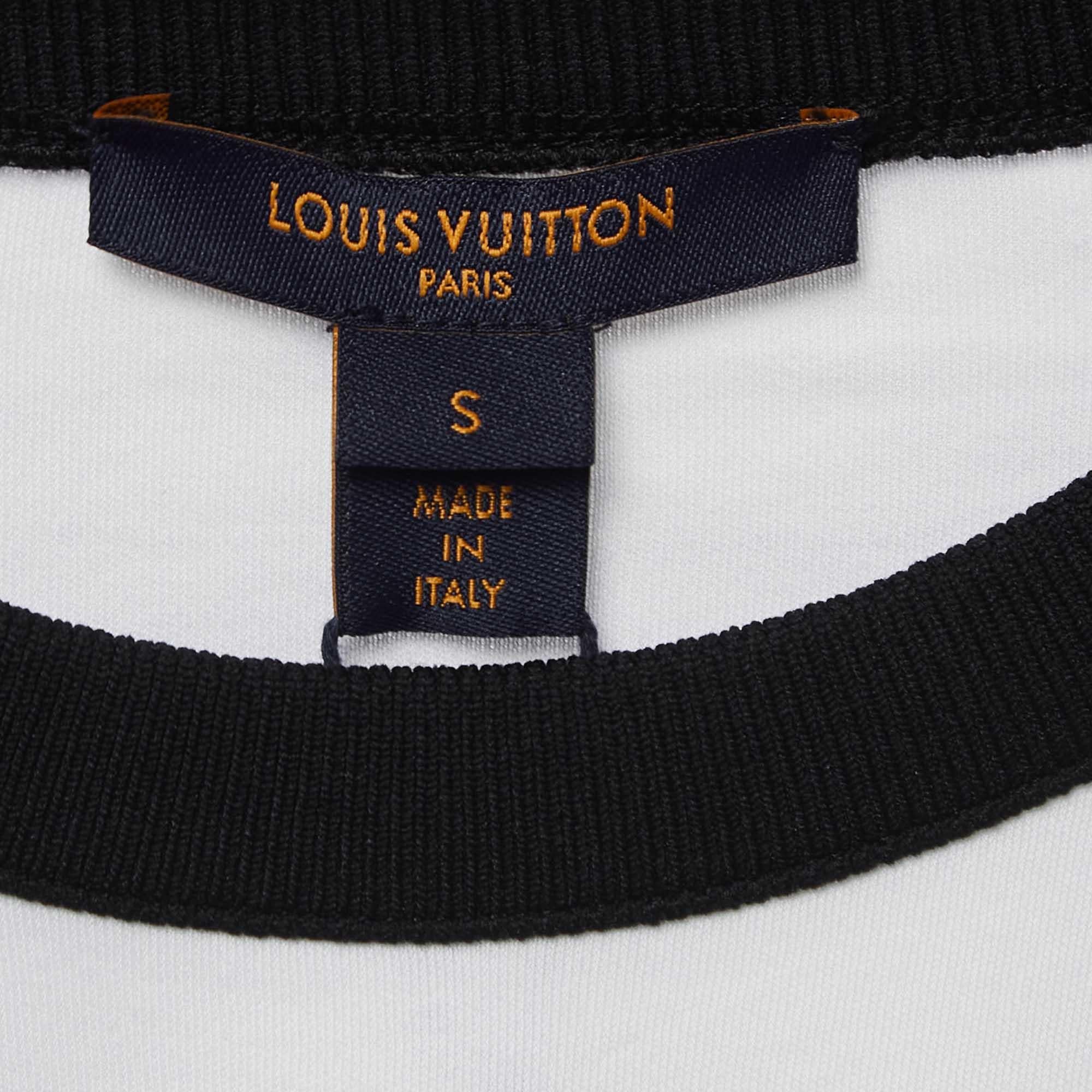 Louis Vuitton White Chain Print Cotton Mini T-Shirt Dress S In Excellent Condition In Dubai, Al Qouz 2