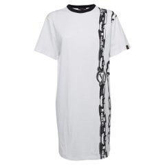 Louis Vuitton White Chain Print Cotton Mini T-Shirt Dress S