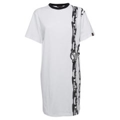 Louis Vuitton Weißes Mini-T-Shirt-Kleid aus Baumwolle mit Kettendruck S