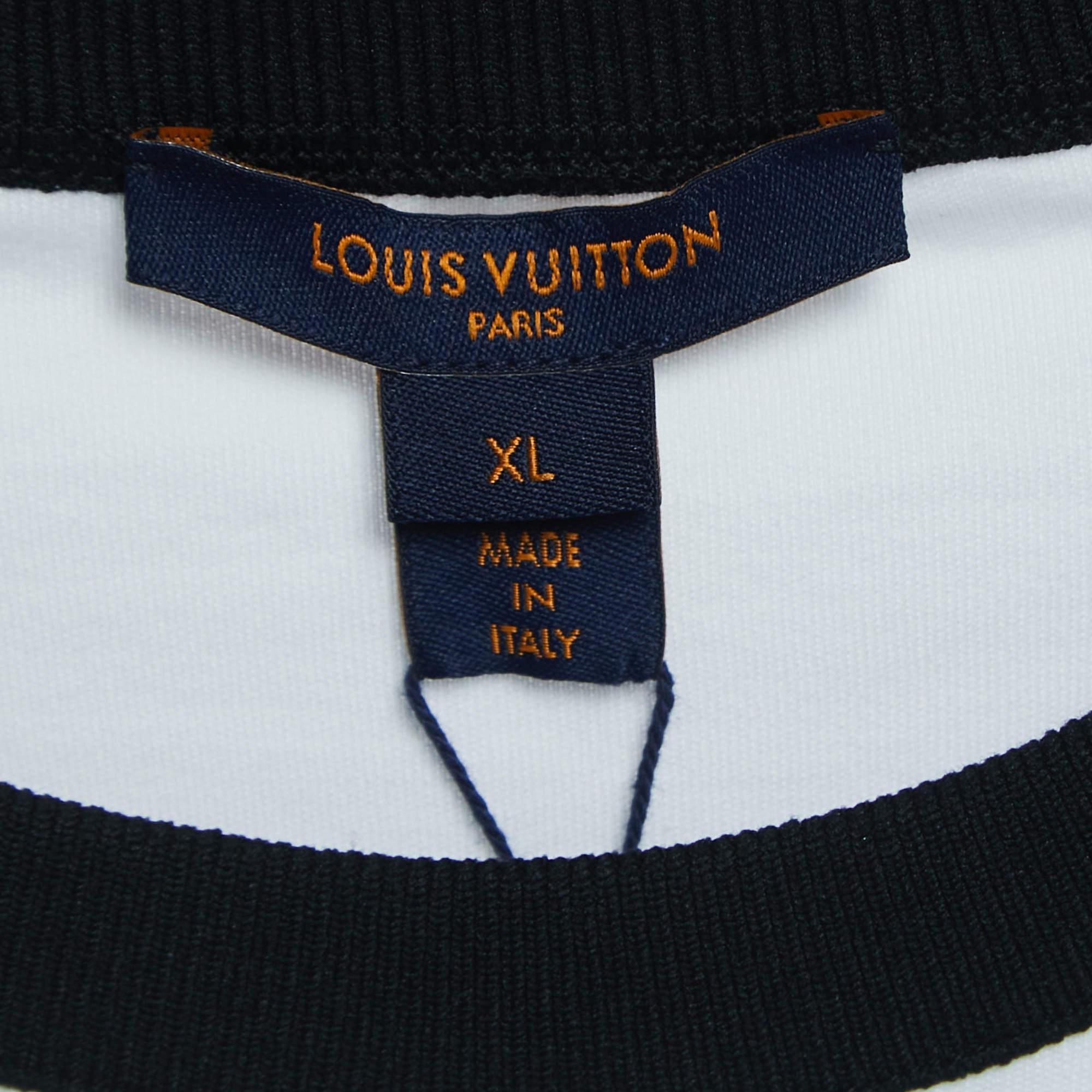 Women's Louis Vuitton White Chain Print Cotton Mini T-Shirt Dress XL