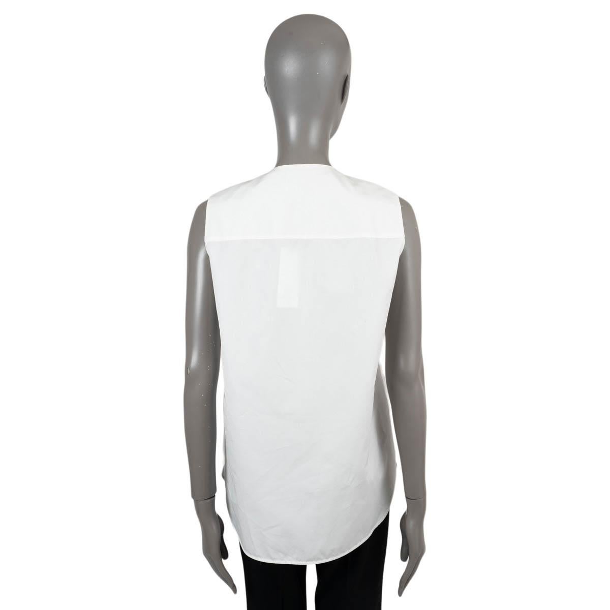 LOUIS VUITTON white cotton 2013 BIB POPLIN Blouse Shirt 42 L In Excellent Condition For Sale In Zürich, CH