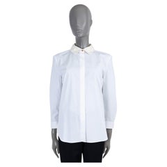 LOUIS VUITTON white cotton 2013 SEQUIN DAMIER COLLAR Shirt 38 S