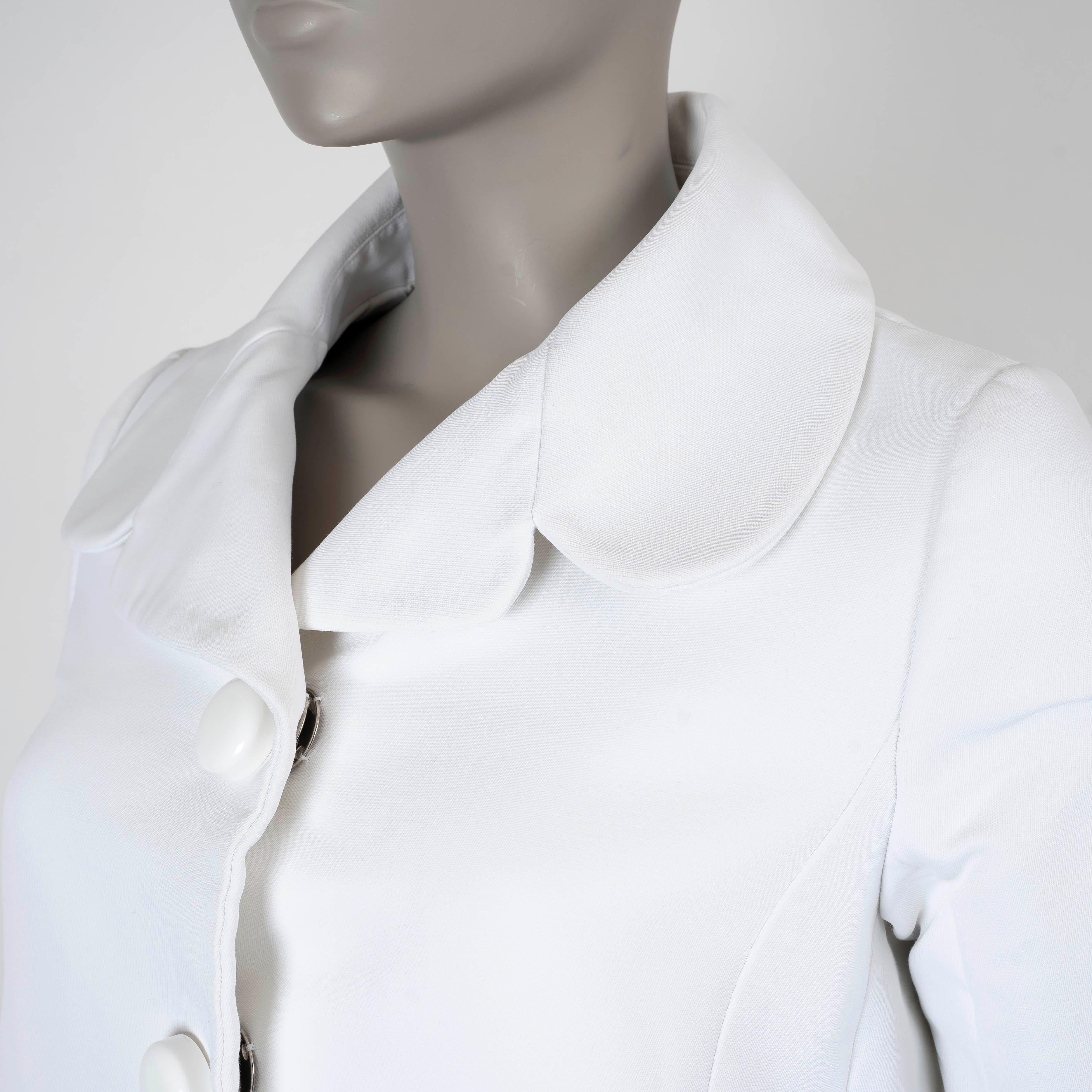 Donna LOUIS VUITTON cotone bianco 2013 TWILL SHORT SWING Giacca Cappotto 38 S in vendita