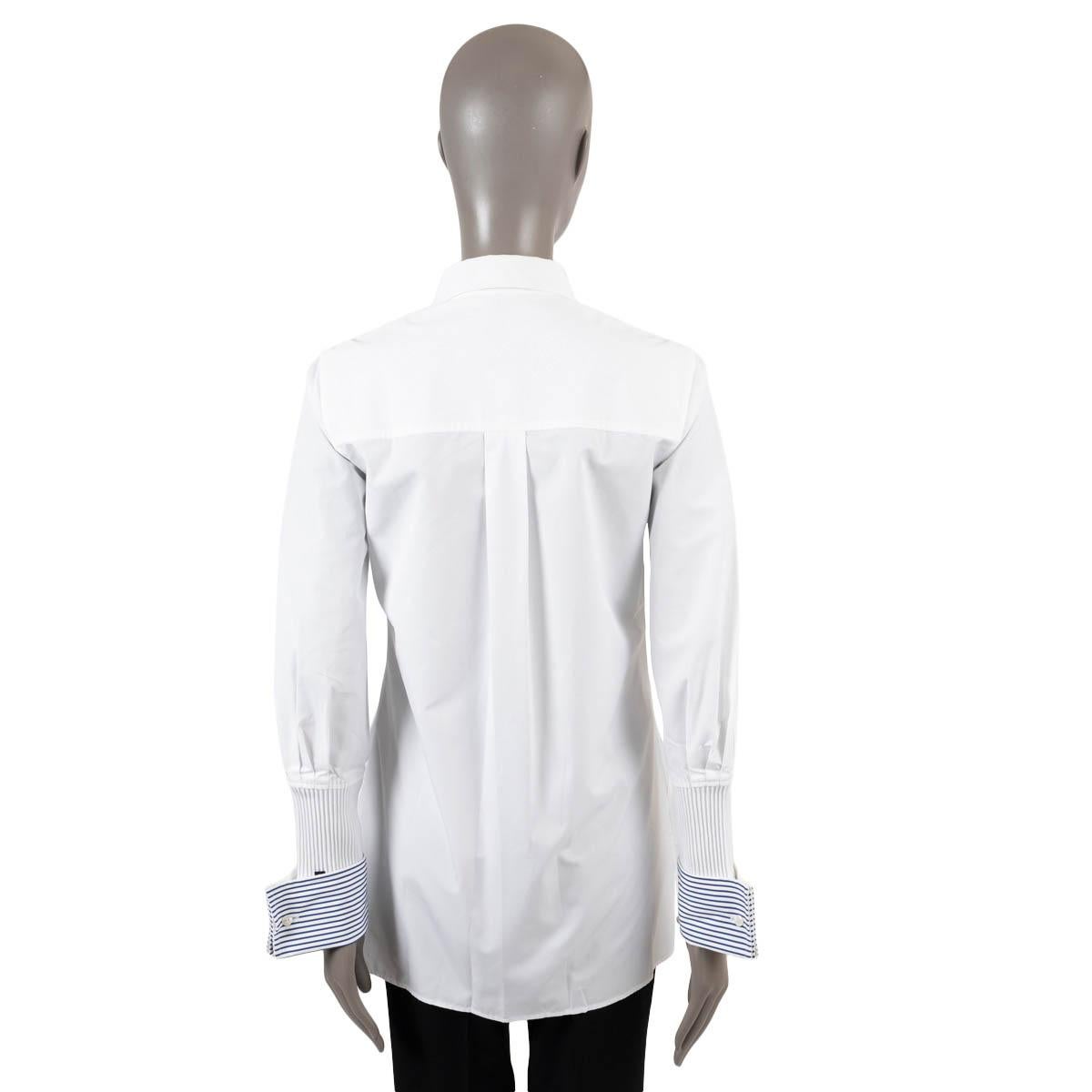 LOUIS VUITTON white cotton 2018 STRIPED CUFFS TUNIC Shirt 36 XS In New Condition For Sale In Zürich, CH