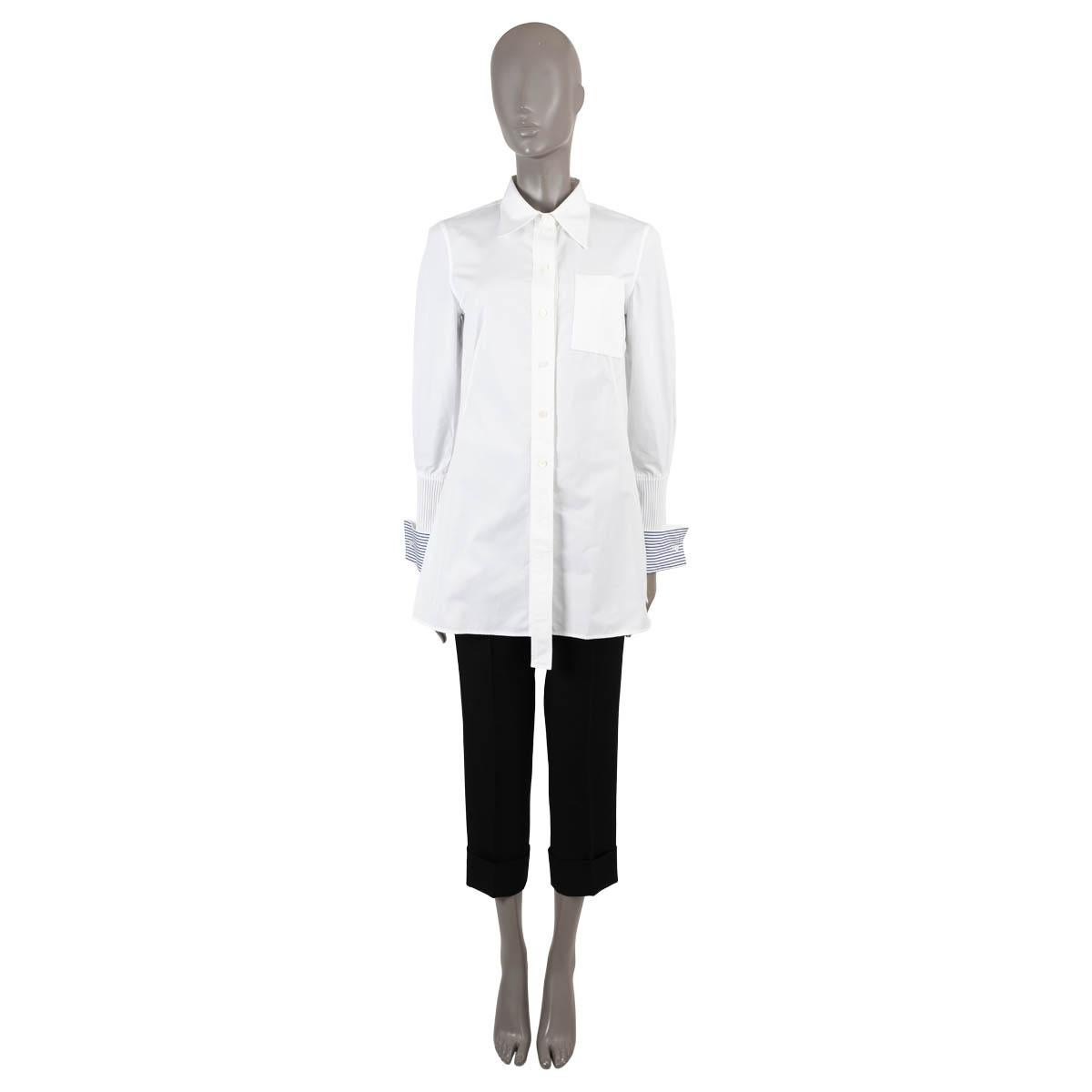 Women's LOUIS VUITTON white cotton 2018 STRIPED CUFFS TUNIC Shirt 36 XS For Sale