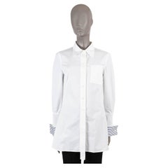 LOUIS VUITTON Chemise tunique blanche en coton 2018 STRIPED CUFFS 36 XS