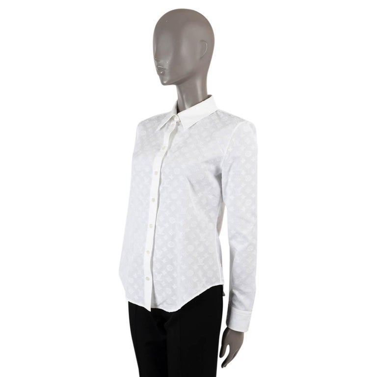 louis vuitton dress shirt women's LOUIS VUITTON Long Sleeved Fitted Shirt Optical White. Size 36