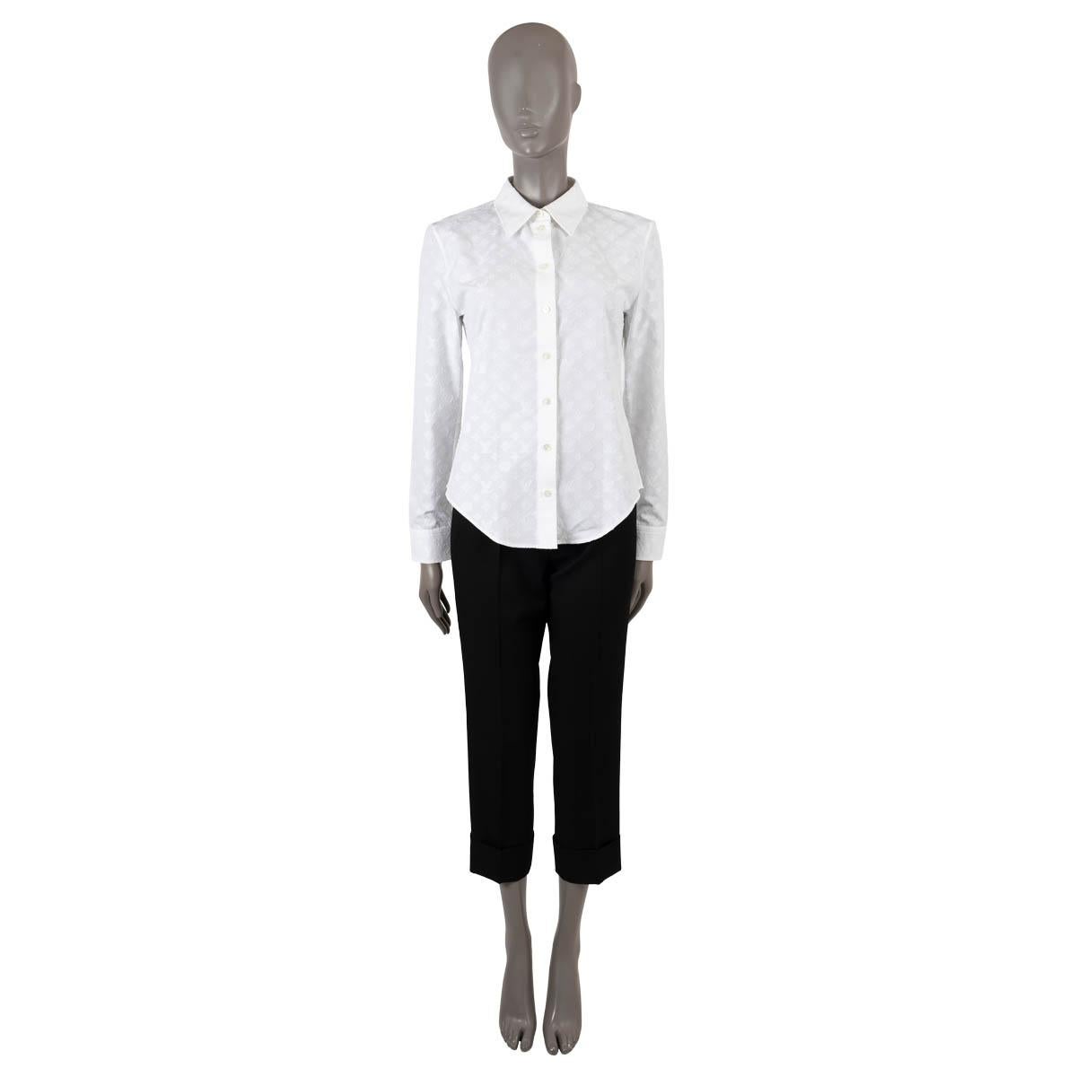 Women's LOUIS VUITTON white cotton 2019 MONOGRAM Button-Up Shirt 38 S For Sale