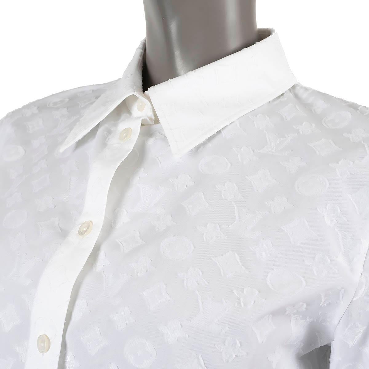 LOUIS VUITTON white cotton 2019 MONOGRAM Button-Up Shirt 38 S For Sale 1