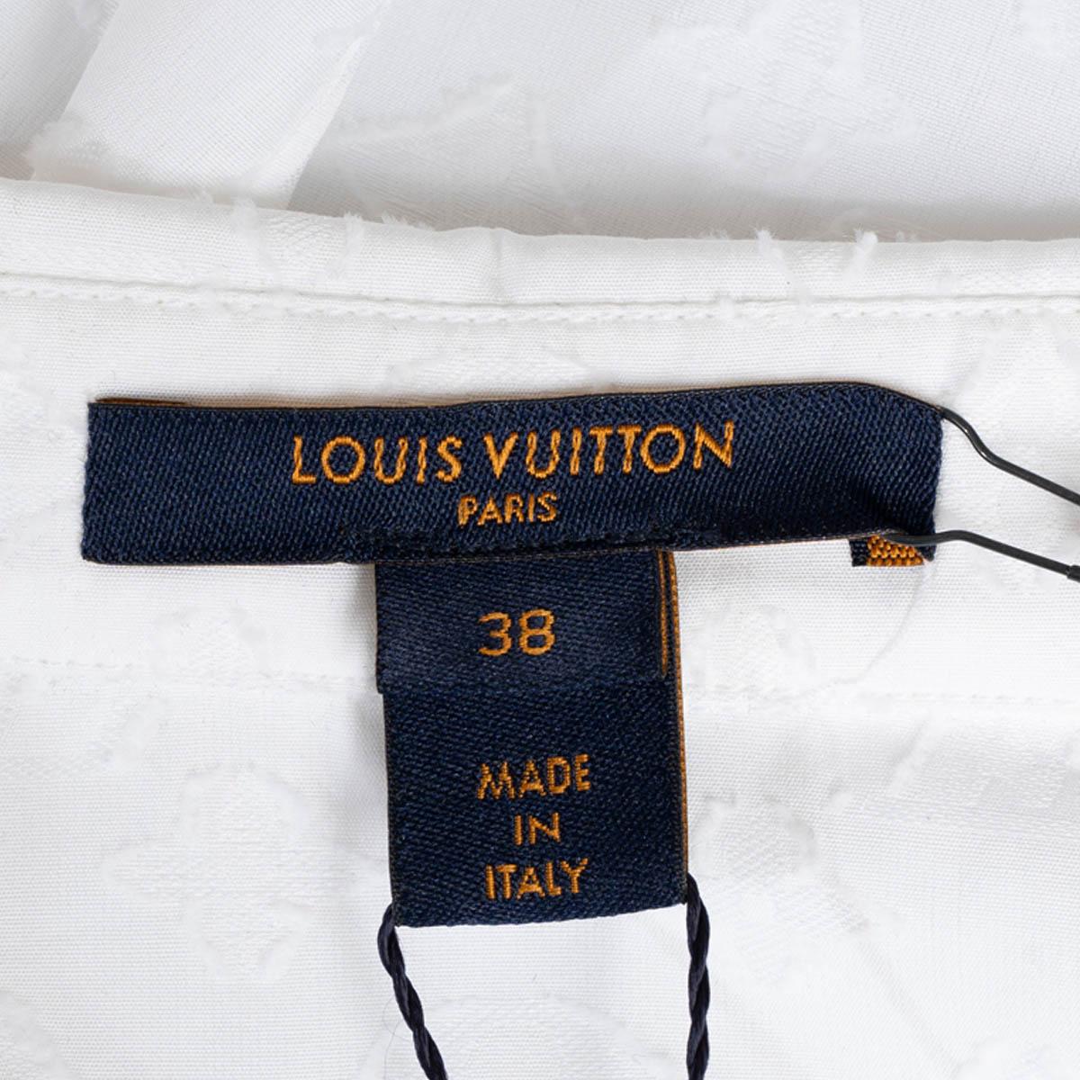 LOUIS VUITTON white cotton 2019 MONOGRAM Button-Up Shirt 38 S For Sale 3