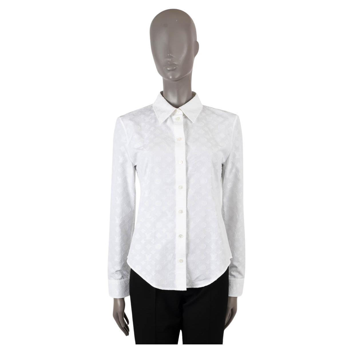 LOUIS VUITTON white cotton 2019 MONOGRAM Button-Up Shirt 38 S For Sale