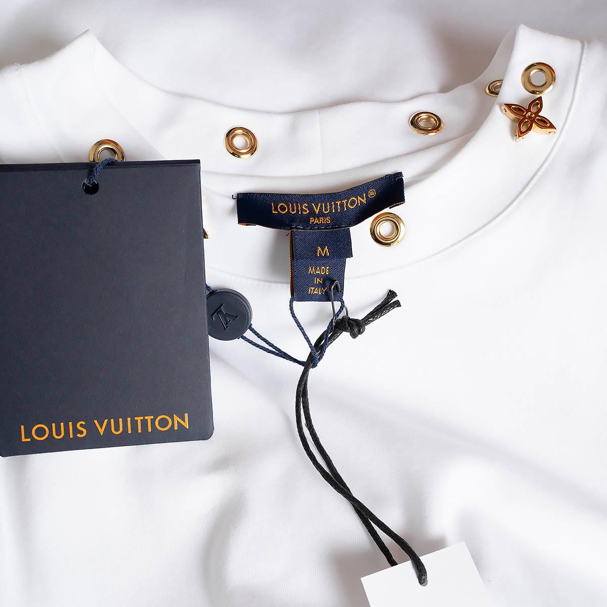 LOUIS VUITTON white cotton 2023 SIDE STRAP MONOGRAM FLOWER T-Shirt Shirt M For Sale 4