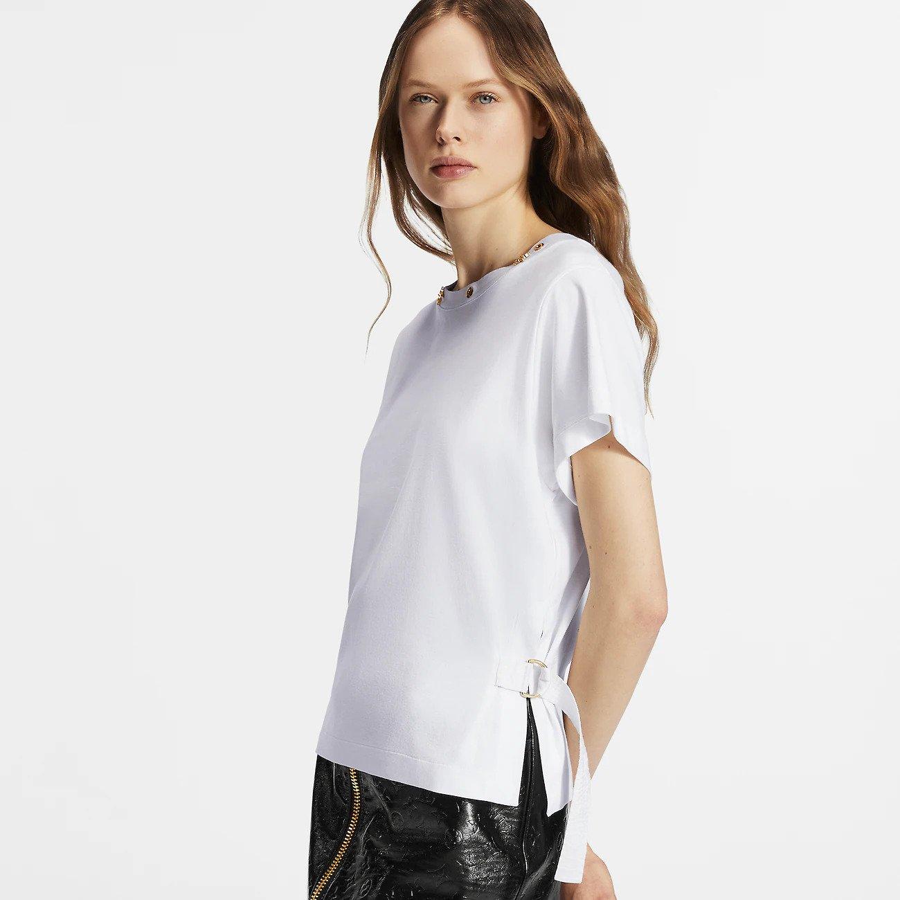 LOUIS VUITTON white cotton 2023 SIDE STRAP MONOGRAM FLOWER T-Shirt Shirt M For Sale 5