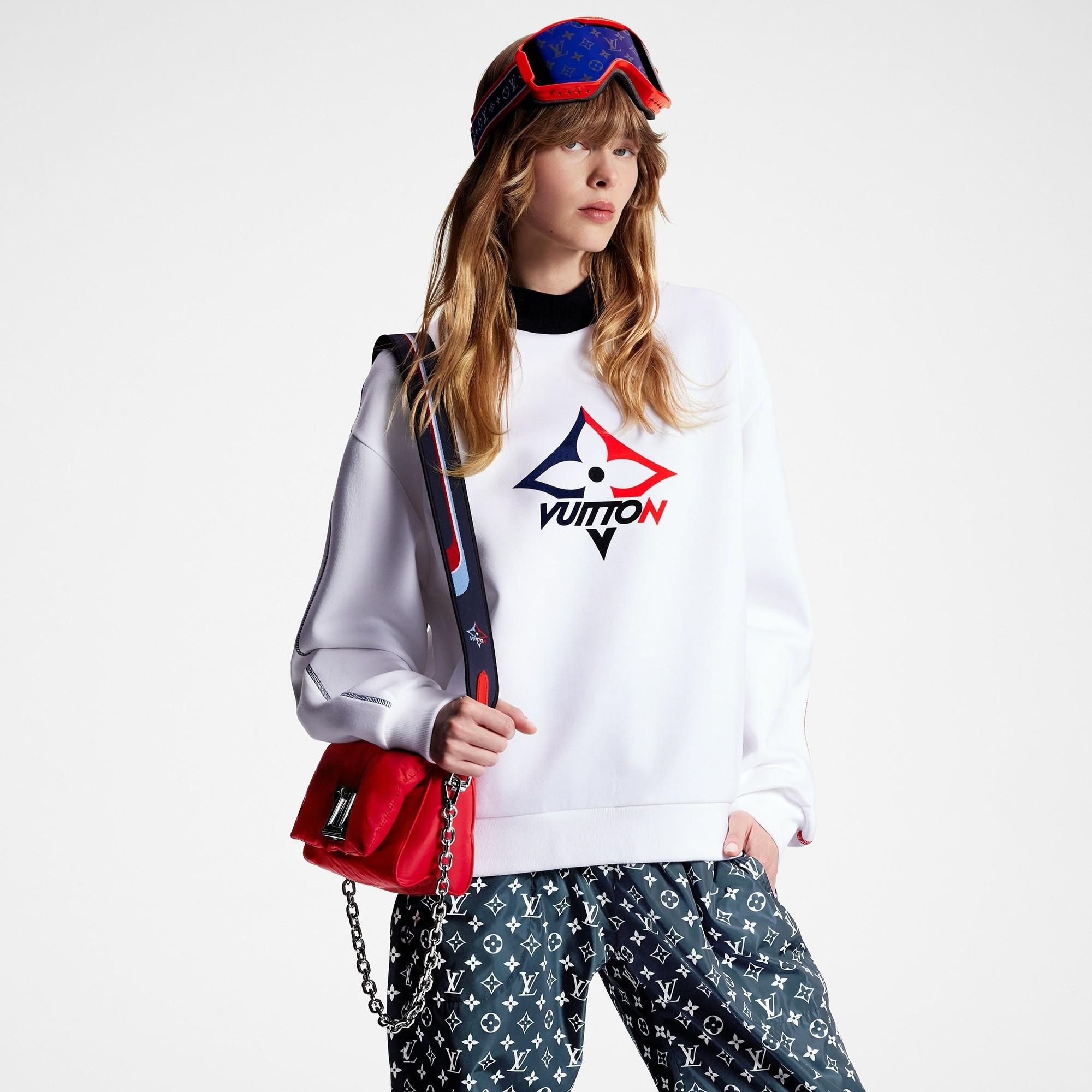 LOUIS VUITTON Pull col roulé SNOWFLAKE LV 2024 en coton blanc en vente 3