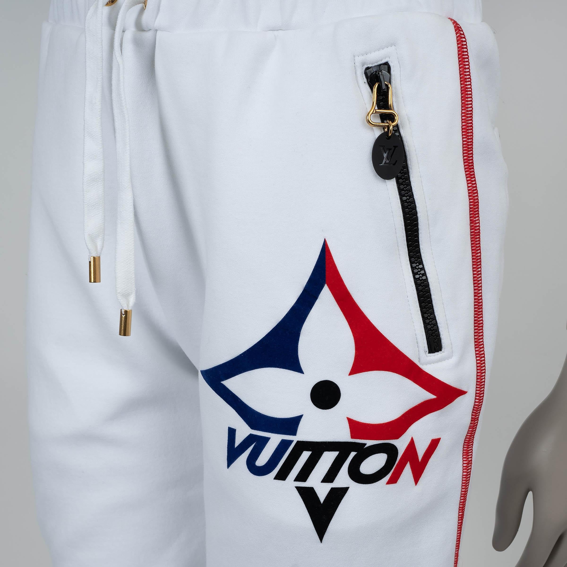 LOUIS VUITTON Weiße Baumwollhose aus weißer Baumwolle 2024 LV SNOWFLAKE JOGGING Hose S im Zustand „Hervorragend“ im Angebot in Zürich, CH