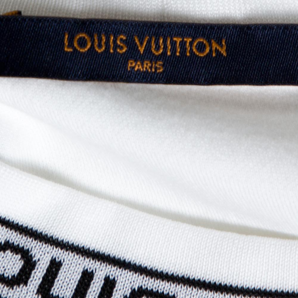 Gray Louis Vuitton White Cotton Logo Collar Long Sleeve T-Shirt M