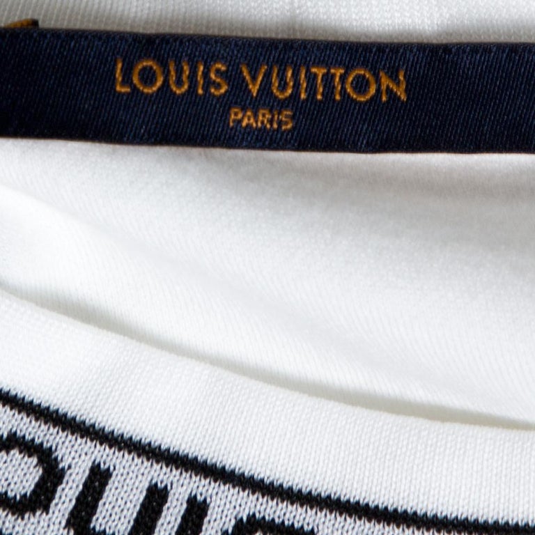 Louis Vuitton White Cotton Logo Collar Long Sleeve T-Shirt M at 1stDibs