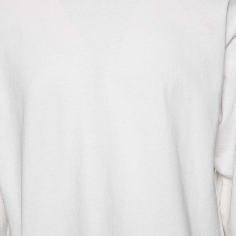 Louis Vuitton White Cotton Logo Collar Long Sleeve T-Shirt M at 1stDibs