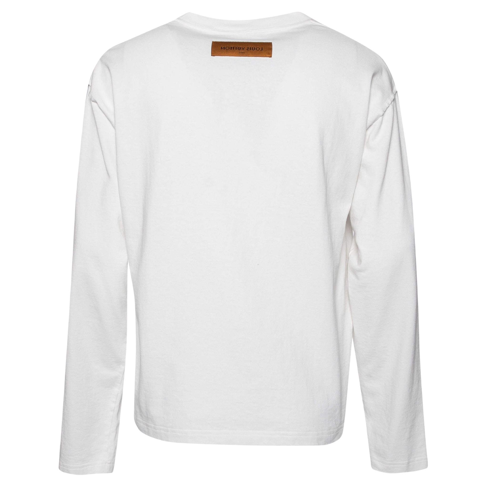 new LOUIS VUITTON logo galaxy badge print white cotton regular cotton shirt  L at 1stDibs