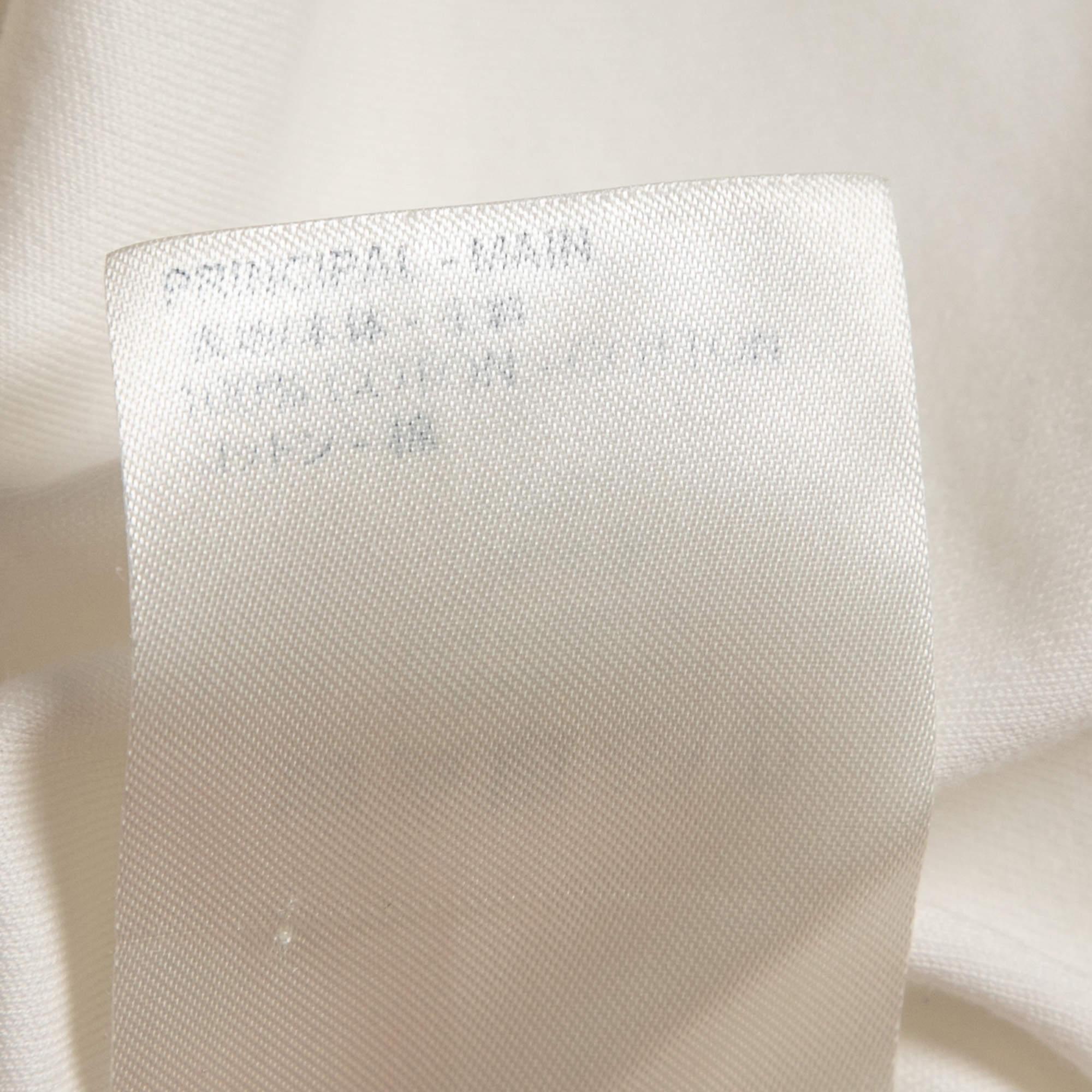 Louis Vuitton White Cotton Logo Embroidered Pocket Detailed Half Sleeve T-Shirt  1