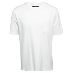Louis Vuitton White Cotton Logo Embroidered Pocket Detailed Half Sleeve T-Shirt 