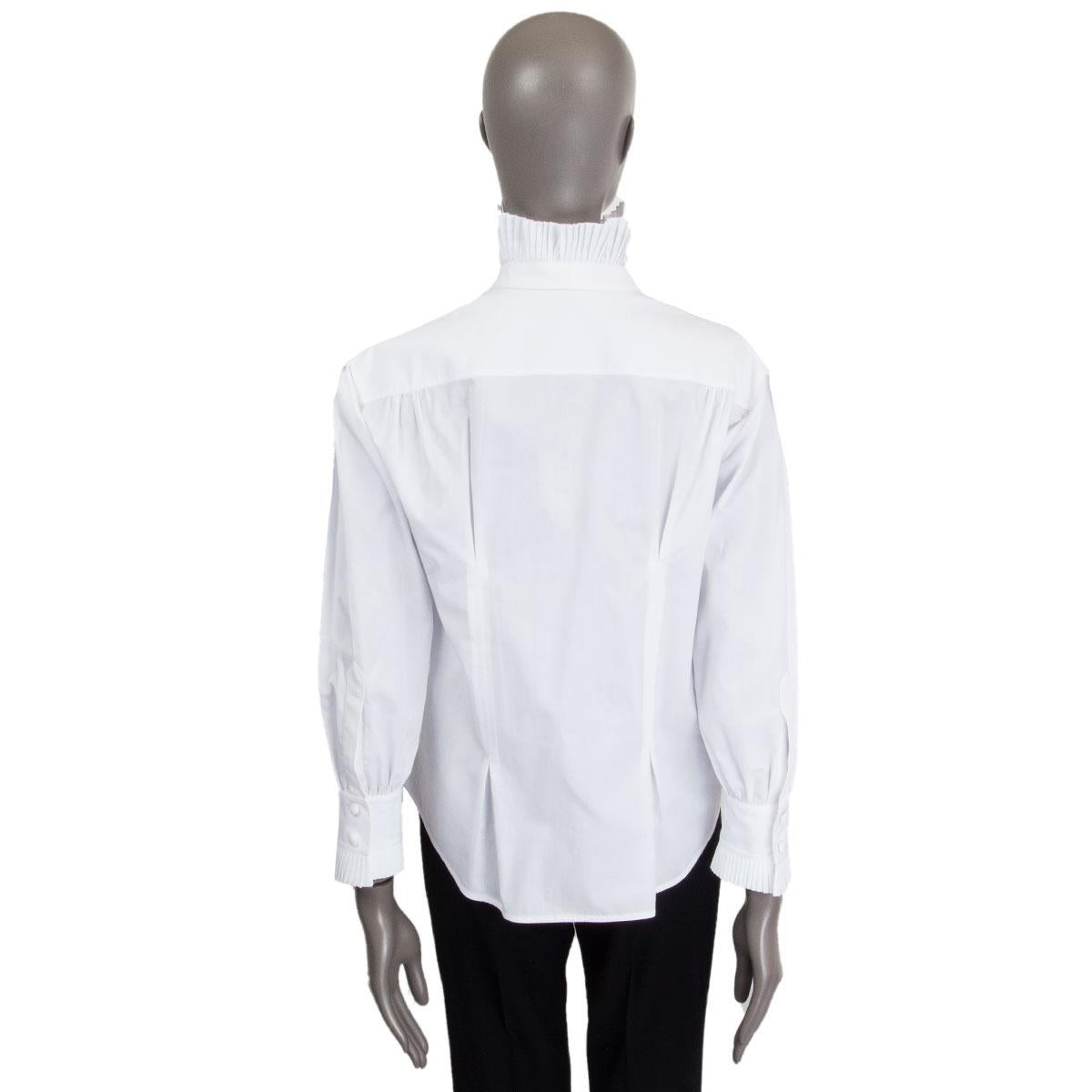 Gray LOUIS VUITTON white cotton PLEATED NECK BOW Shirt 40 M