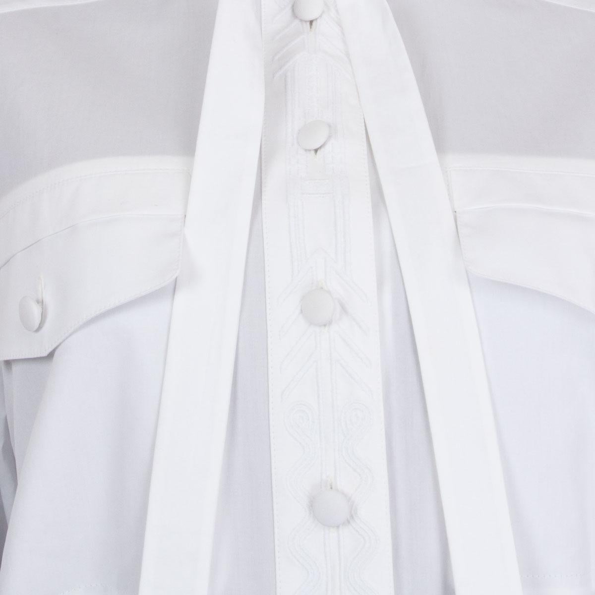 LOUIS VUITTON weiß Baumwolle PLEATED NECK BOW Hemd 40 M Damen