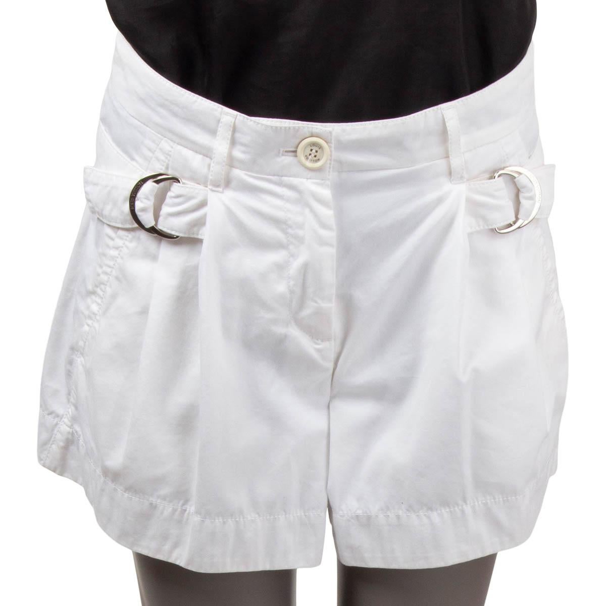 Gris LOUIS VUITTON - Pantalon court en coton blanc avec ceinture latérale 38 M en vente