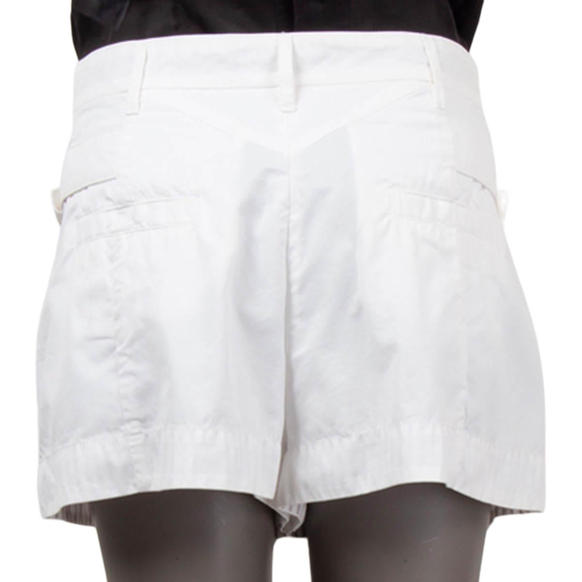 LOUIS VUITTON - Pantalon court en coton blanc avec ceinture latérale 38 M Pour femmes en vente