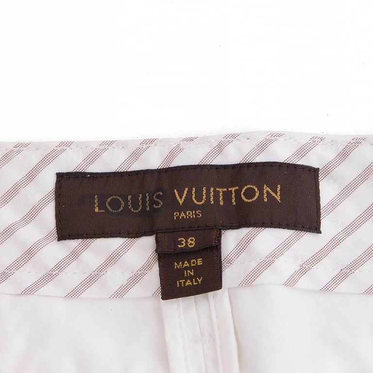 LOUIS VUITTON white cotton SIDE BELTED Shorts Pants 38 M For Sale at 1stDibs