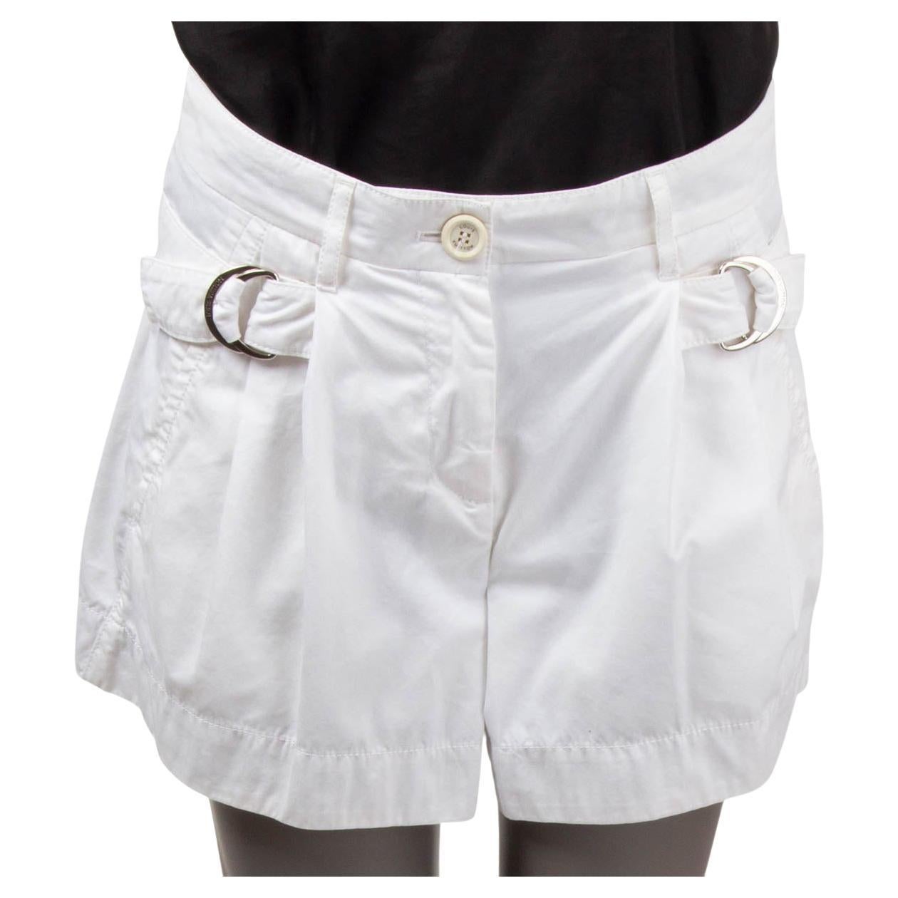 LOUIS VUITTON - Pantalon court en coton blanc avec ceinture latérale 38 M en vente