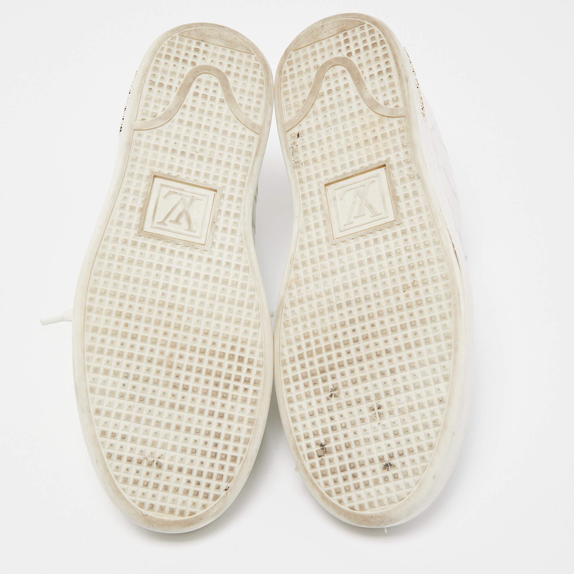 Louis Vuitton White Croc Embossed Leather Frontrow Sneakers Size 38.5 3