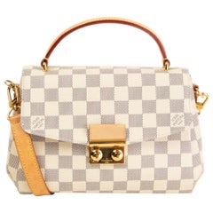 LOUIS VUITTON weiß Damier Azur Leinwand CROISETTE Crossbody Tasche