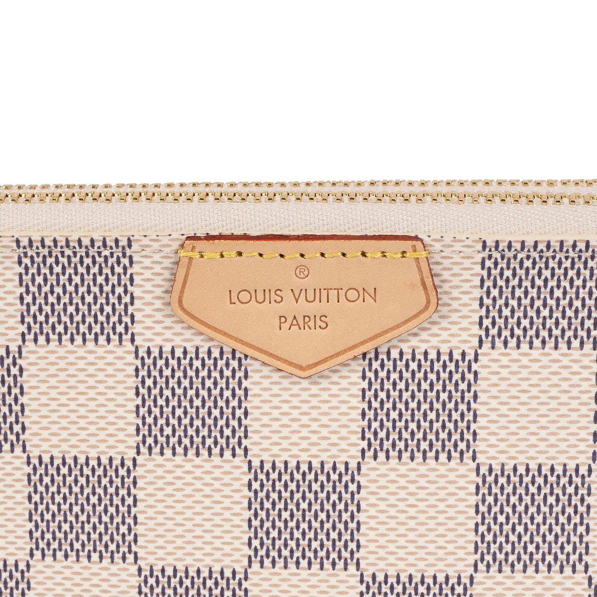 LOUIS VUITTON white Damier Azur canvas DOUBLE ZIP POCHETTE Bag 3