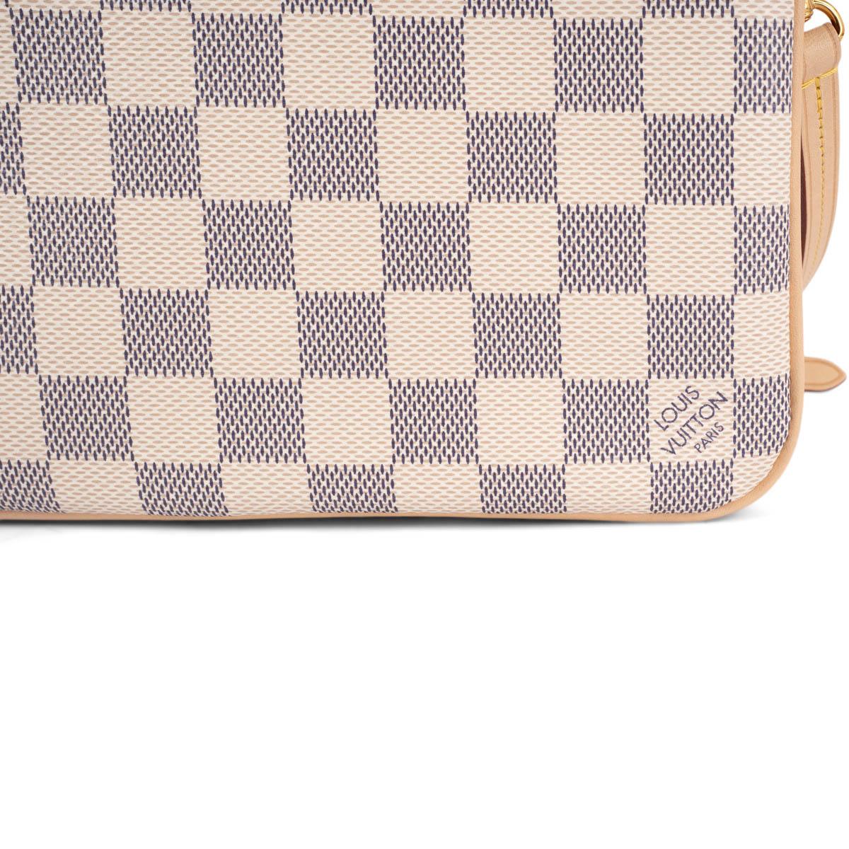 LOUIS VUITTON white Damier Azur canvas DOUBLE ZIP POCHETTE Bag 4