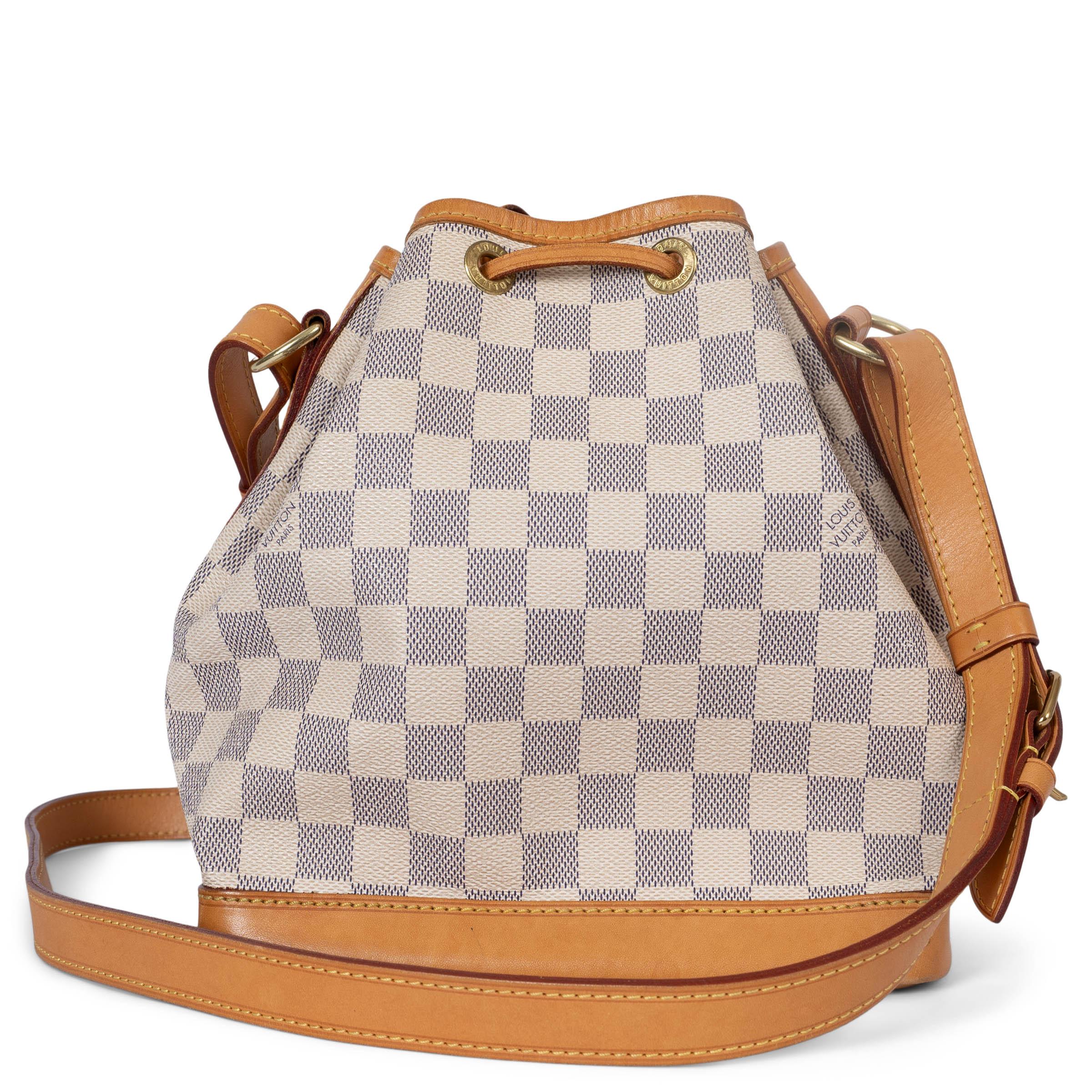 White LOUIS VUITTON white Damier Azur canvas NOE BB Bucket Bag