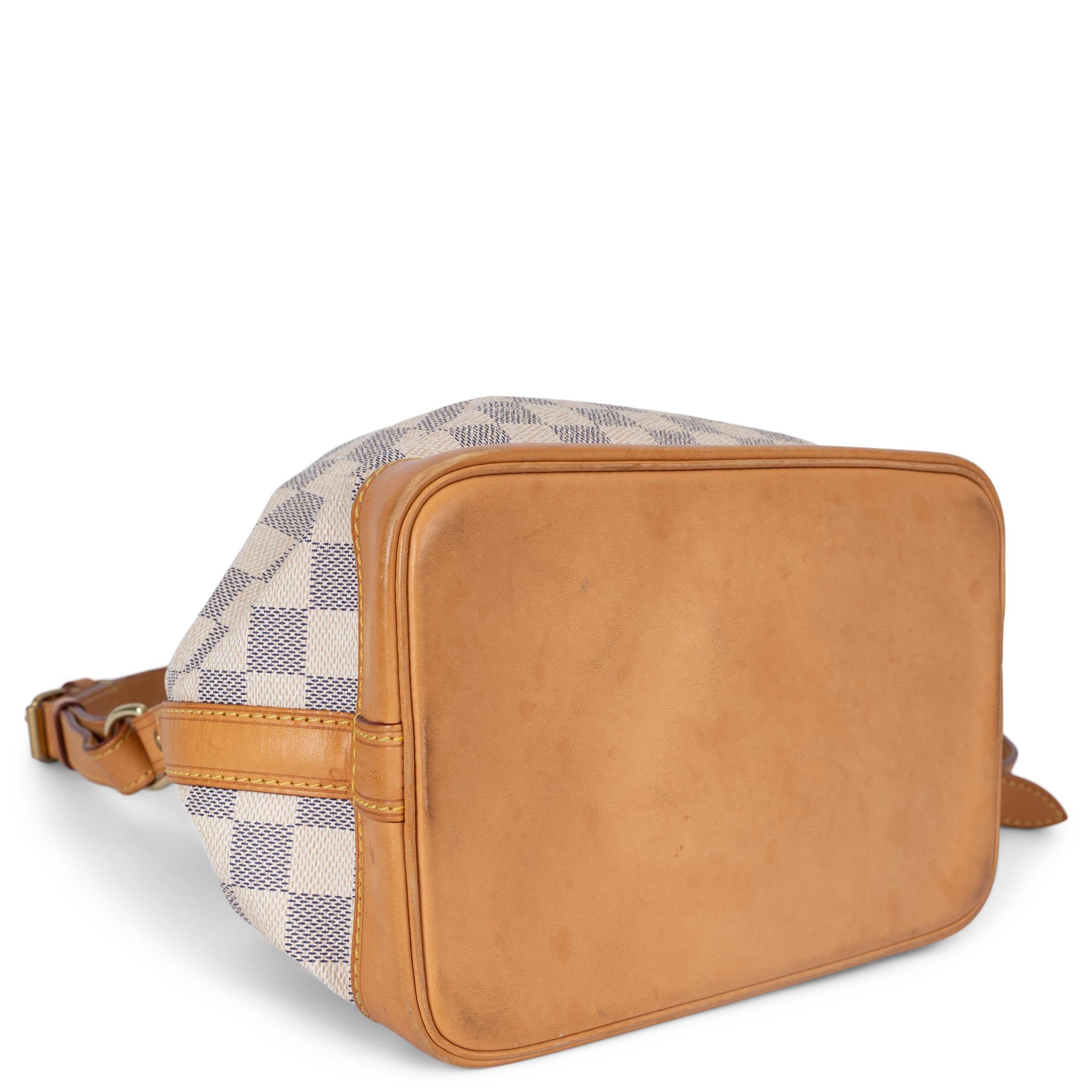 LOUIS VUITTON white Damier Azur canvas NOE BB Bucket Bag In Fair Condition In Zürich, CH