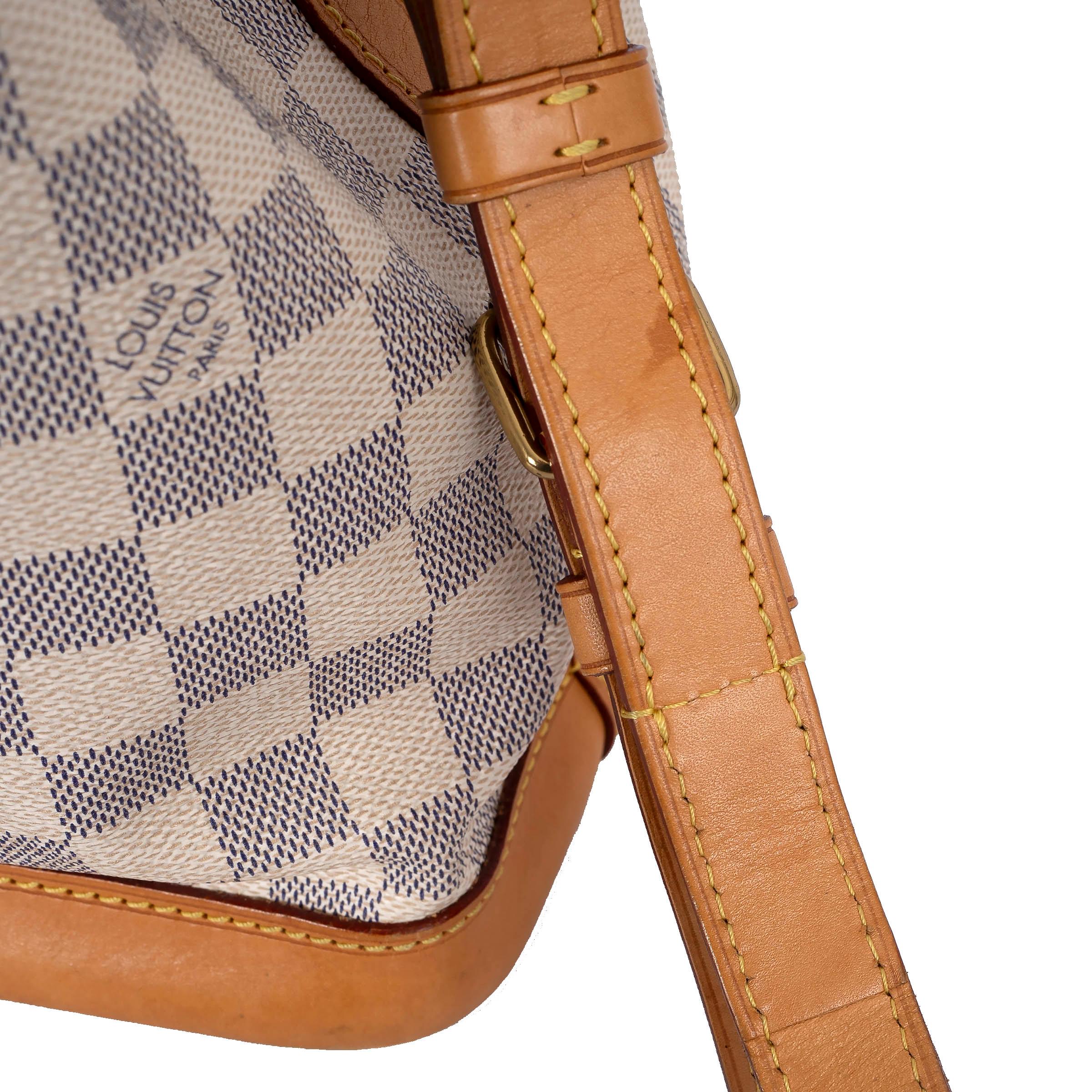 LOUIS VUITTON white Damier Azur canvas NOE BB Bucket Bag 3