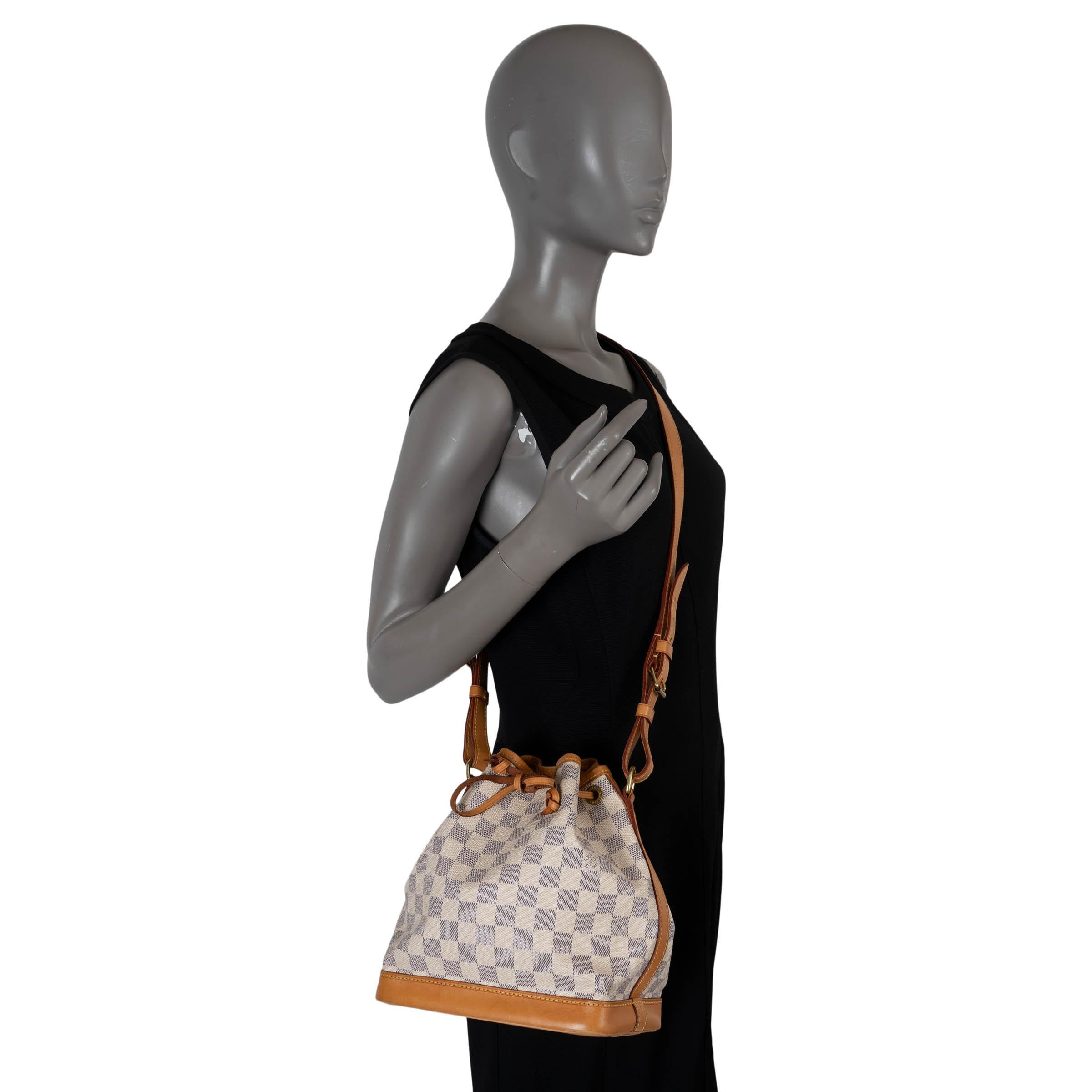 LOUIS VUITTON white Damier Azur canvas NOE BB Bucket Bag 4